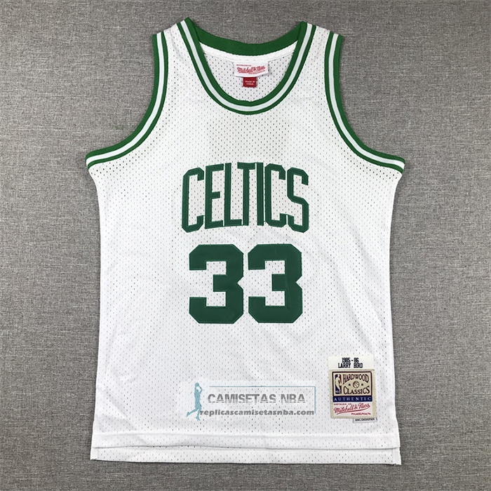 Camiseta Nino Boston Celtics Larry Bird NO 33 Mitchell & Ness 1985-86 Blanco